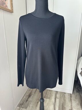 Talbots Black Long-Sleeve Crewneck Top
